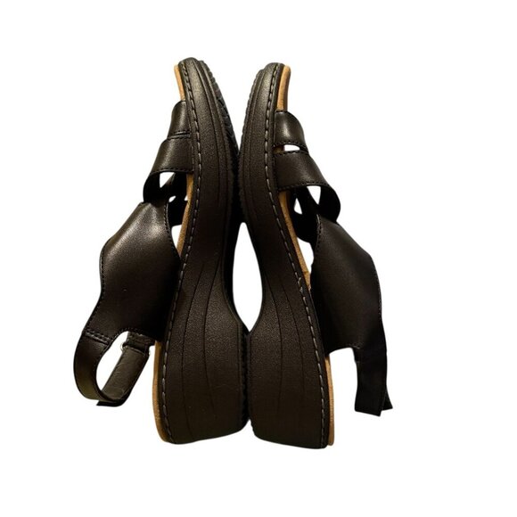 Clarks Womens Meriliah Black Leather Adjustable Strap Wedge Sandal Size 7.5 NWOB - Picture 6 of 10